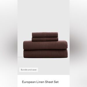 Quince European Linen Sheet Set - FULL size in Brown (4 piece)